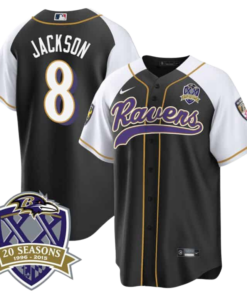 Men’s Ravens 20th Season Patch Baseball Jersey – All Stitched