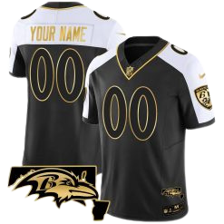 Ravens Maryland Patch Vapor Gold Custom Jersey – All Stitched